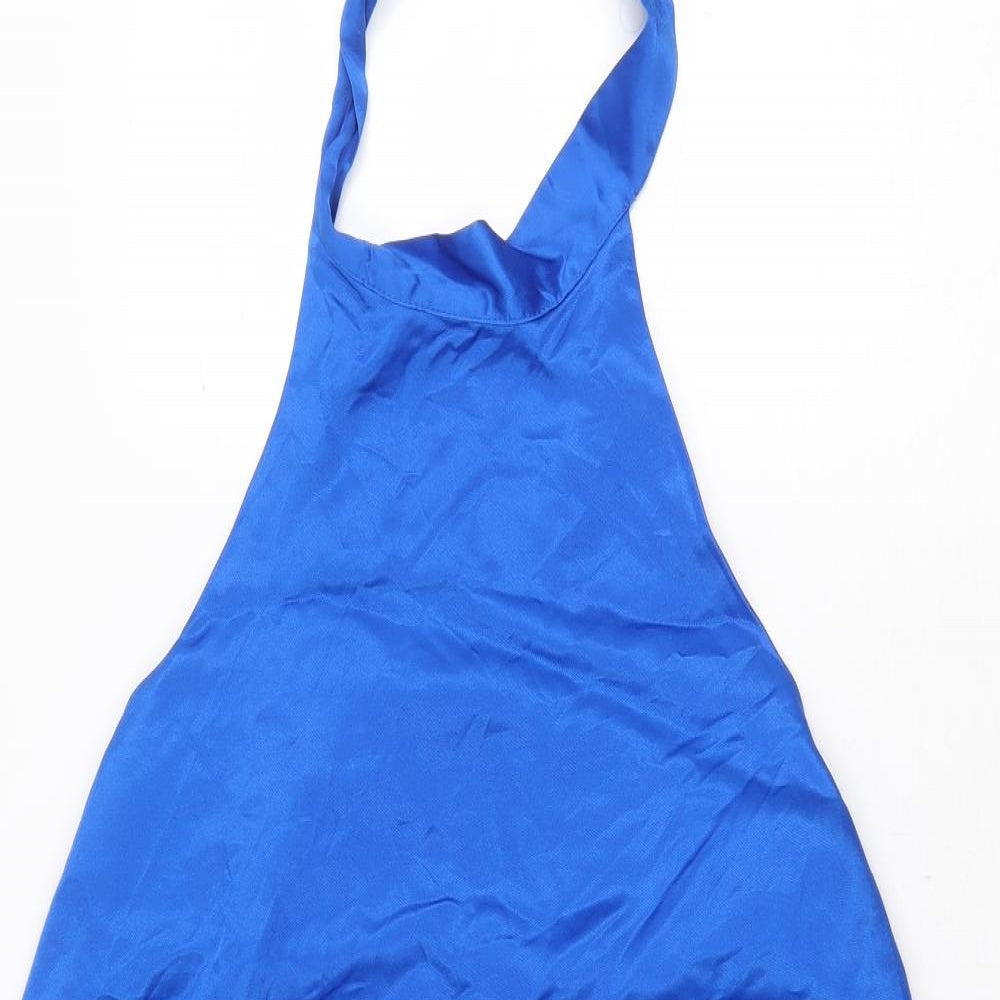Zara Womens Blue Polyester Trapeze & Swing Size M Halter Button