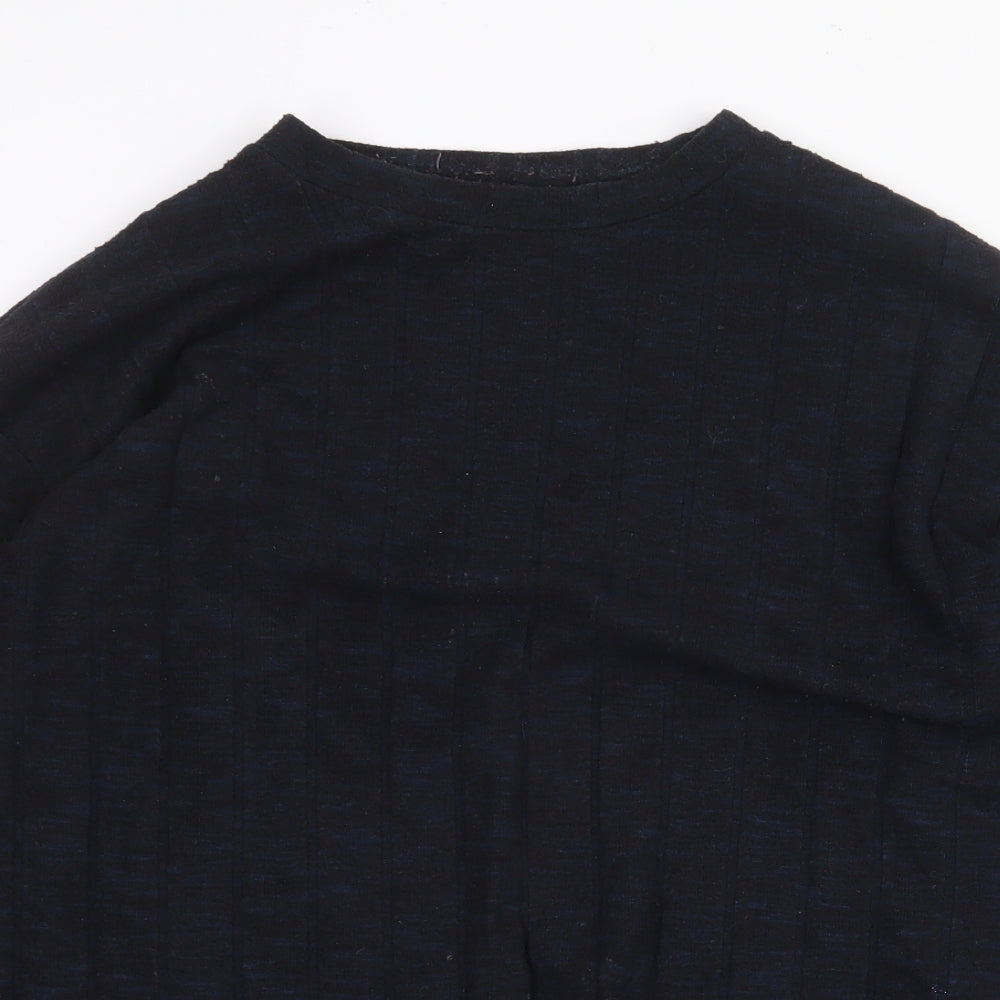 Marks and Spencer Womens Blue Round Neck Viscose Pullover Jumper Size 14