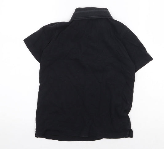 Marks and Spencer Boys Black 100% Cotton Basic Polo Size 8-9 Years Collared Button