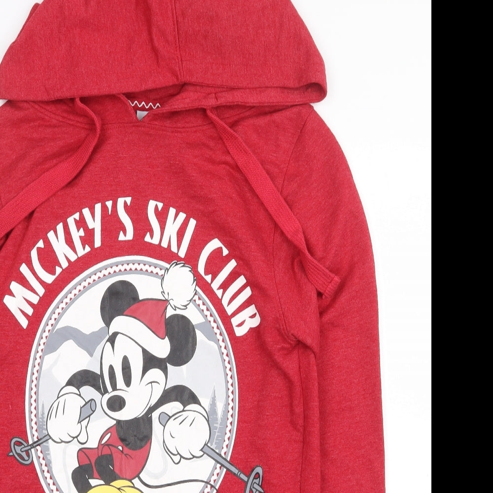 Disney Womens Red Cotton Pullover Hoodie Size XS Pullover - Mickey Mouse