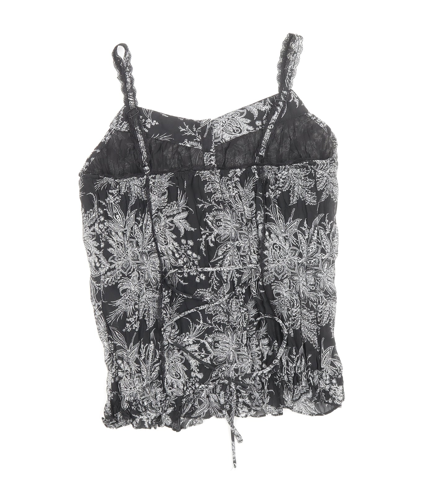 Soon Womens Black Geometric Polyester Basic Tank Size 12 V-Neck