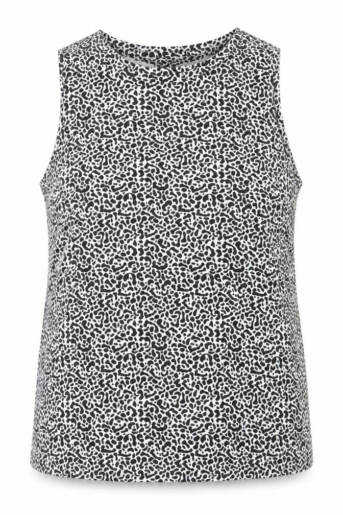 Marks and Spencer Womens Black Animal Print Polyester Basic Tank Size 16 Round Neck
