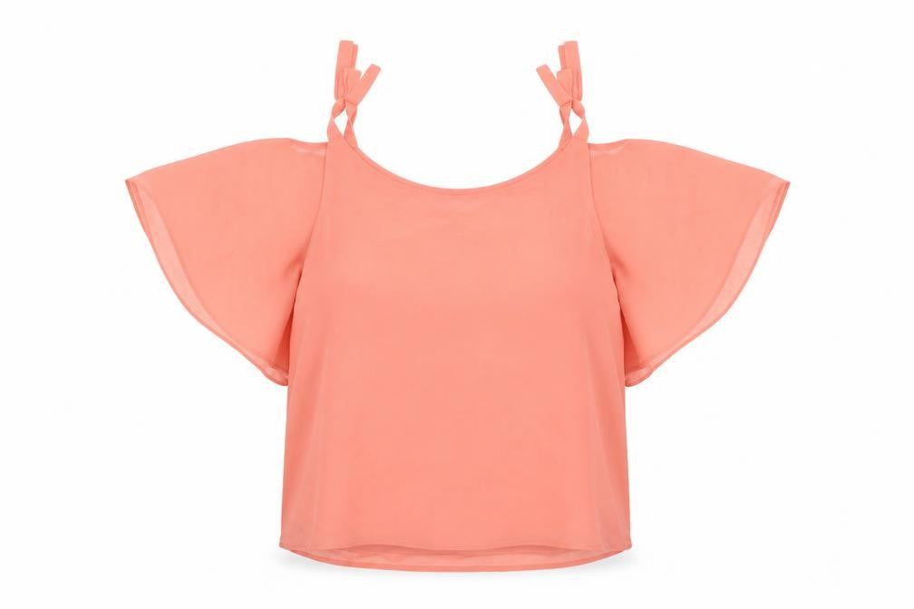 Quiz Womens Pink Polyester Basic Blouse Size 10 Round Neck - Cold Shoulder