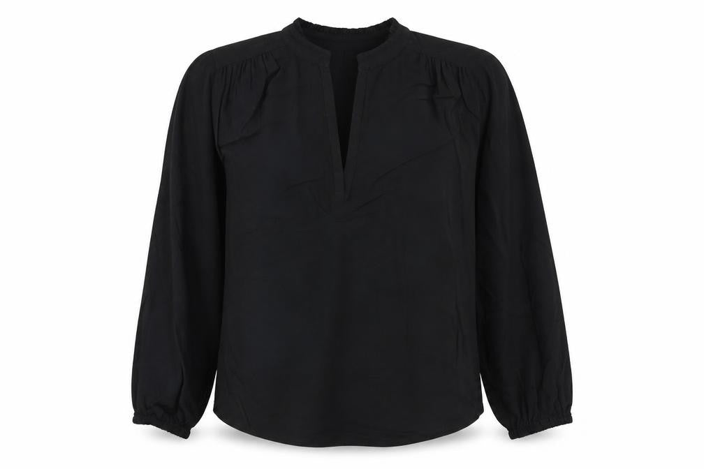 Marks and Spencer Womens Black Viscose Basic Blouse Size 8 V-Neck