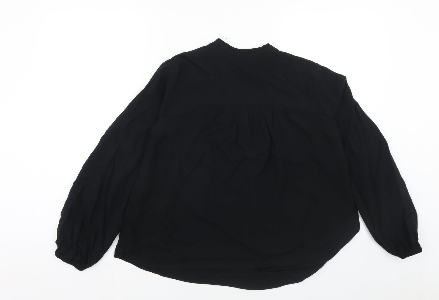 Marks and Spencer Womens Black Viscose Basic Blouse Size 8 V-Neck