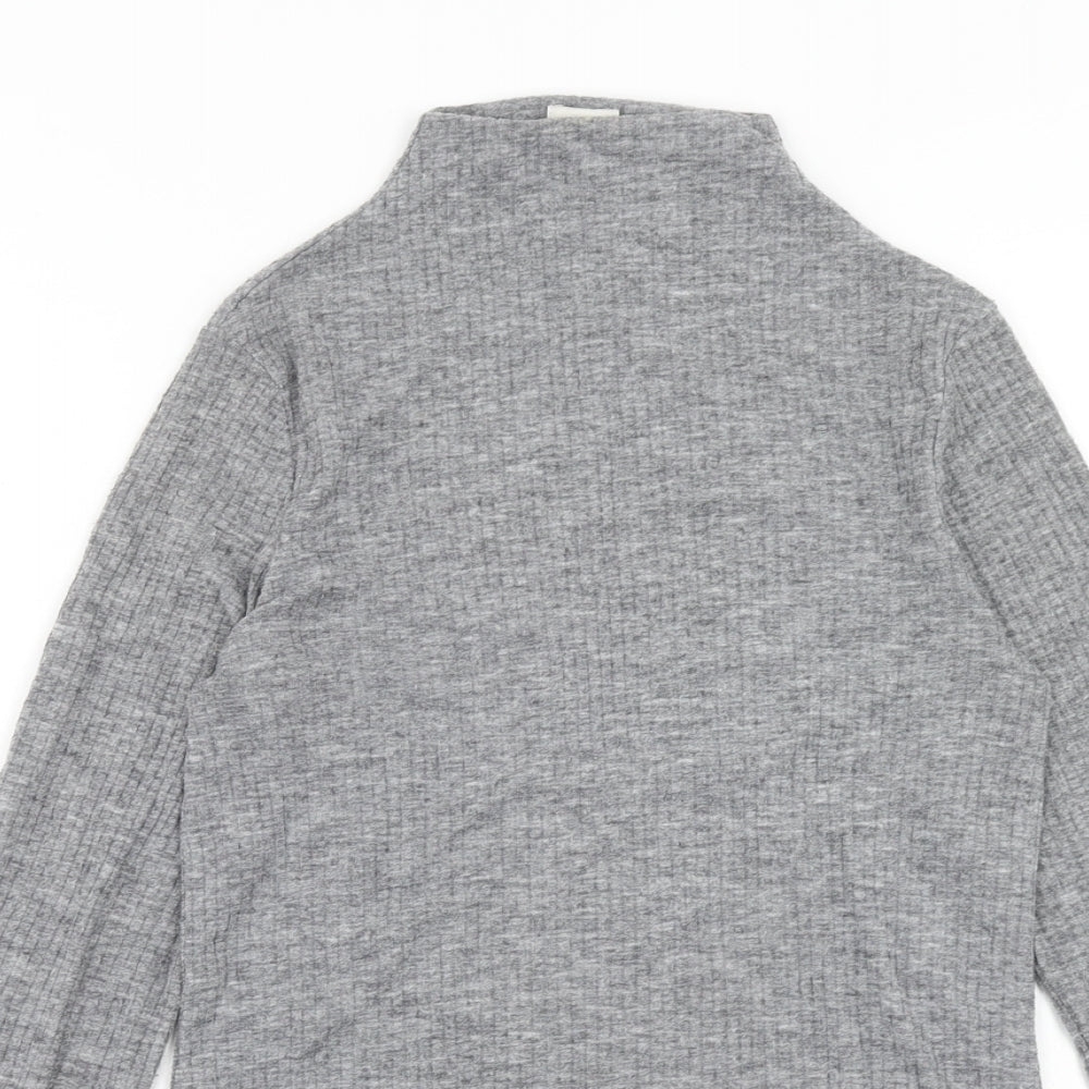 River Island Womens Grey Mock Neck Polyester Pullover Jumper Size 8