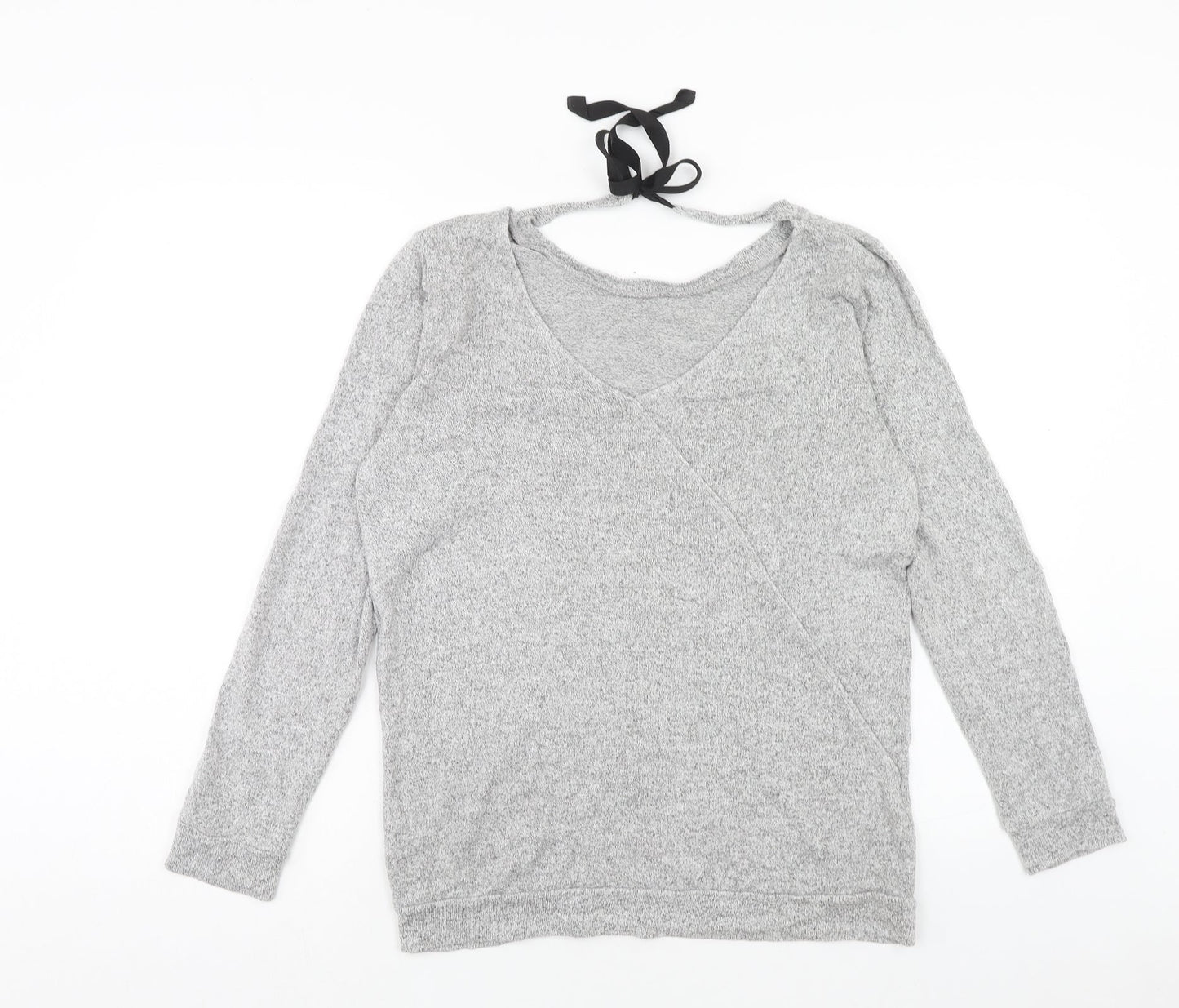 River Island Womens Grey Polyester Basic T-Shirt Size 12 Round Neck