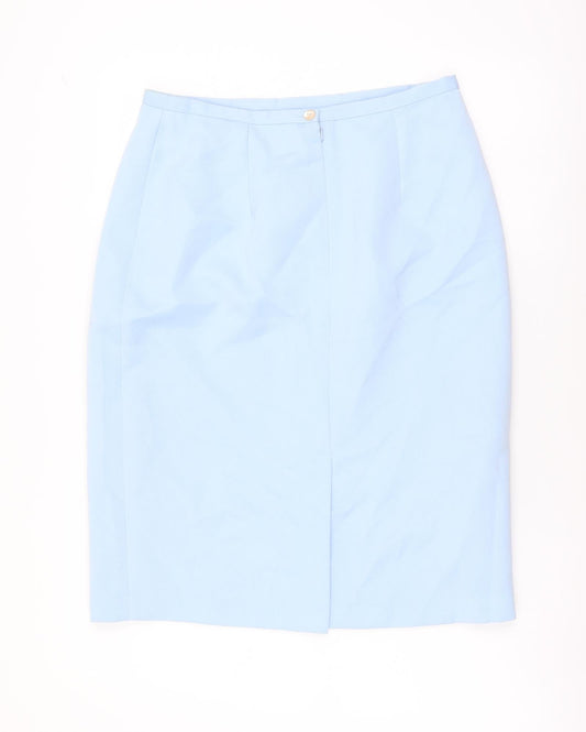 Collezioni Womens Blue Polyester Straight & Pencil Skirt Size 14 Zip