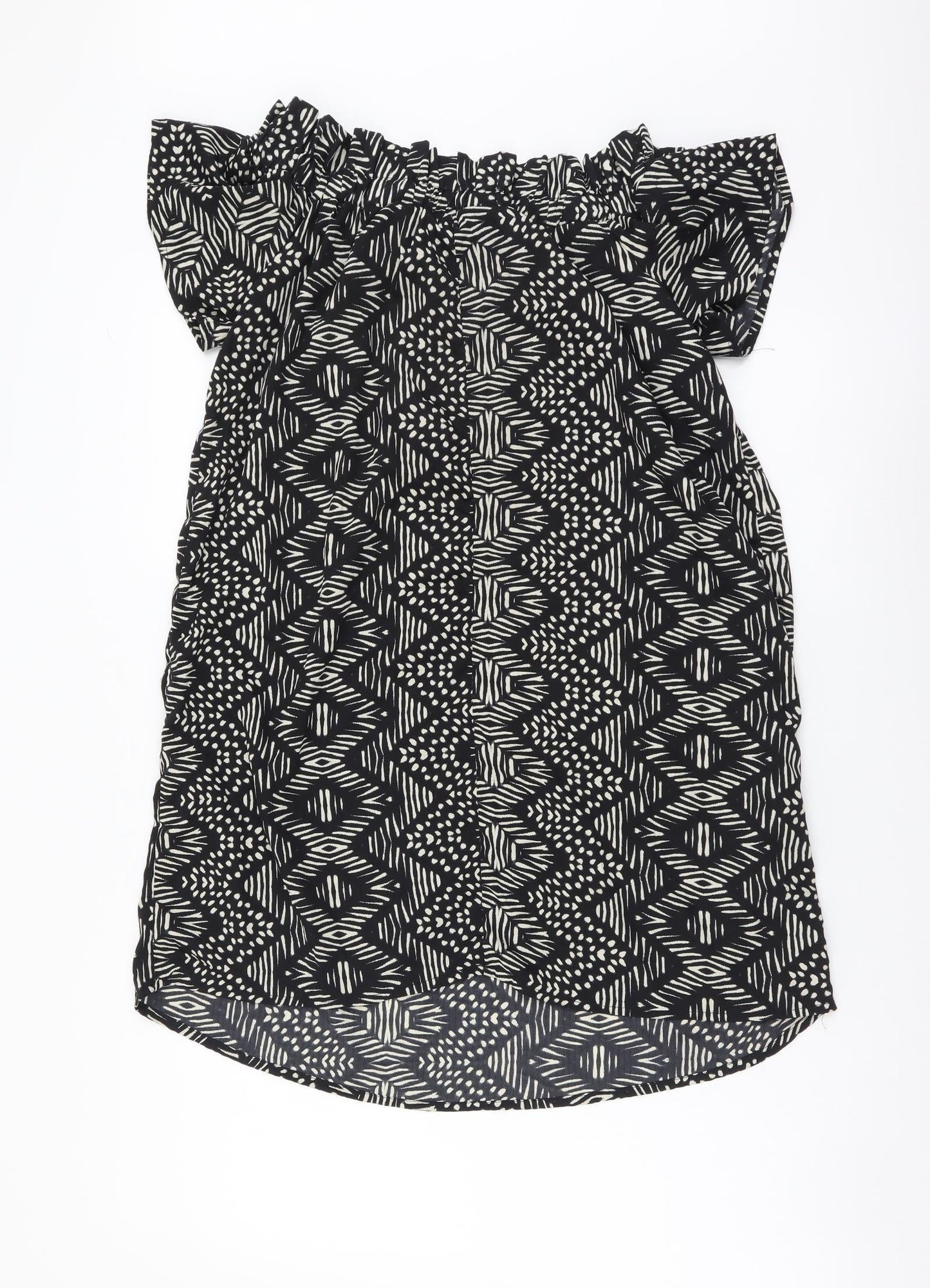 Atmosphere Womens Black Geometric Polyester A-Line Size 14 Off the Shoulder Pullover