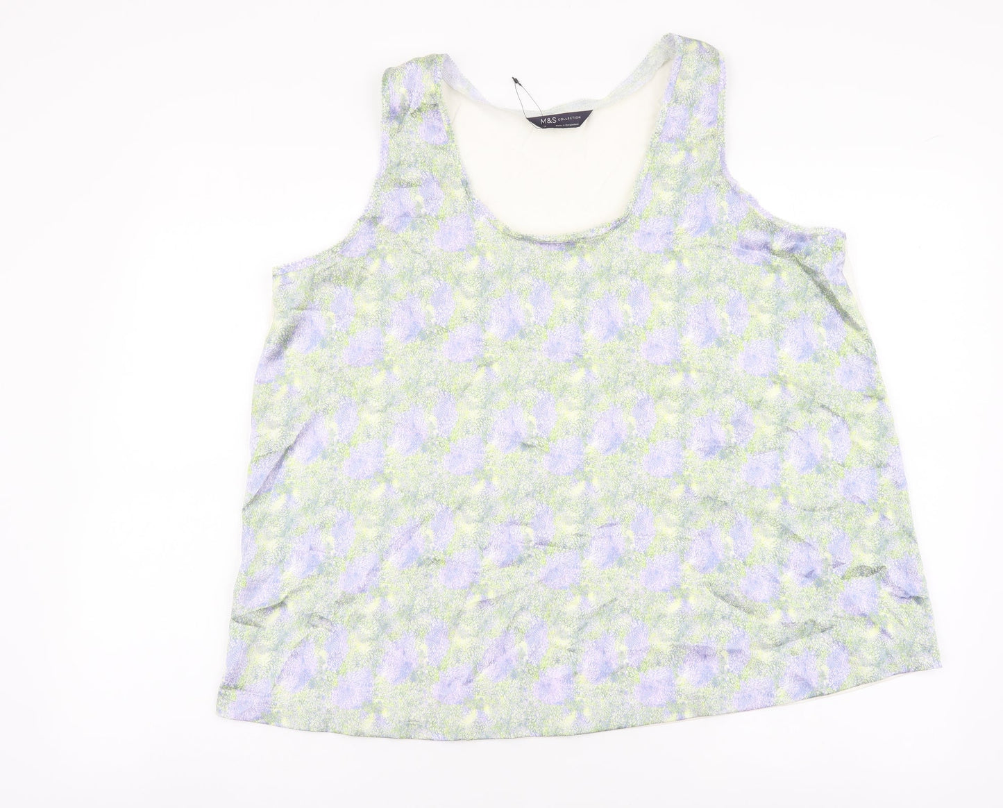 Marks and Spencer Womens Multicoloured Geometric Polyester Basic Blouse Size 14 Scoop Neck