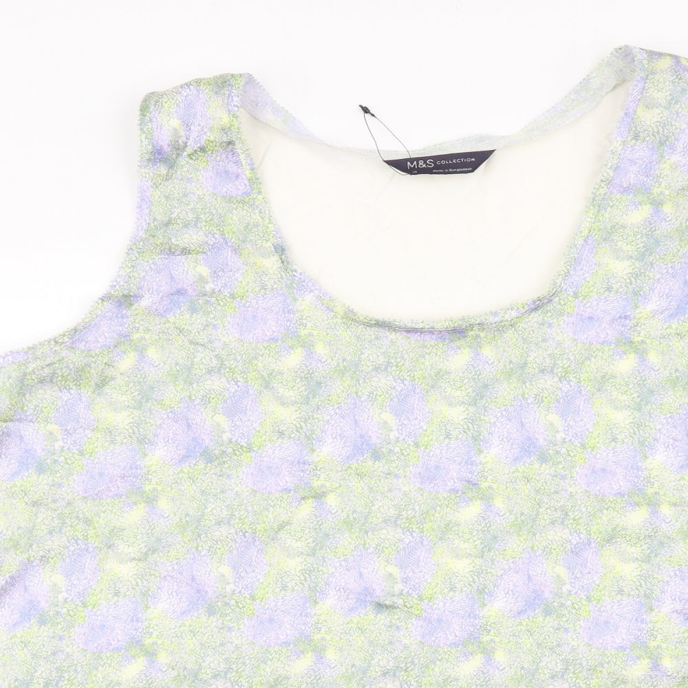 Marks and Spencer Womens Multicoloured Geometric Polyester Basic Blouse Size 14 Scoop Neck