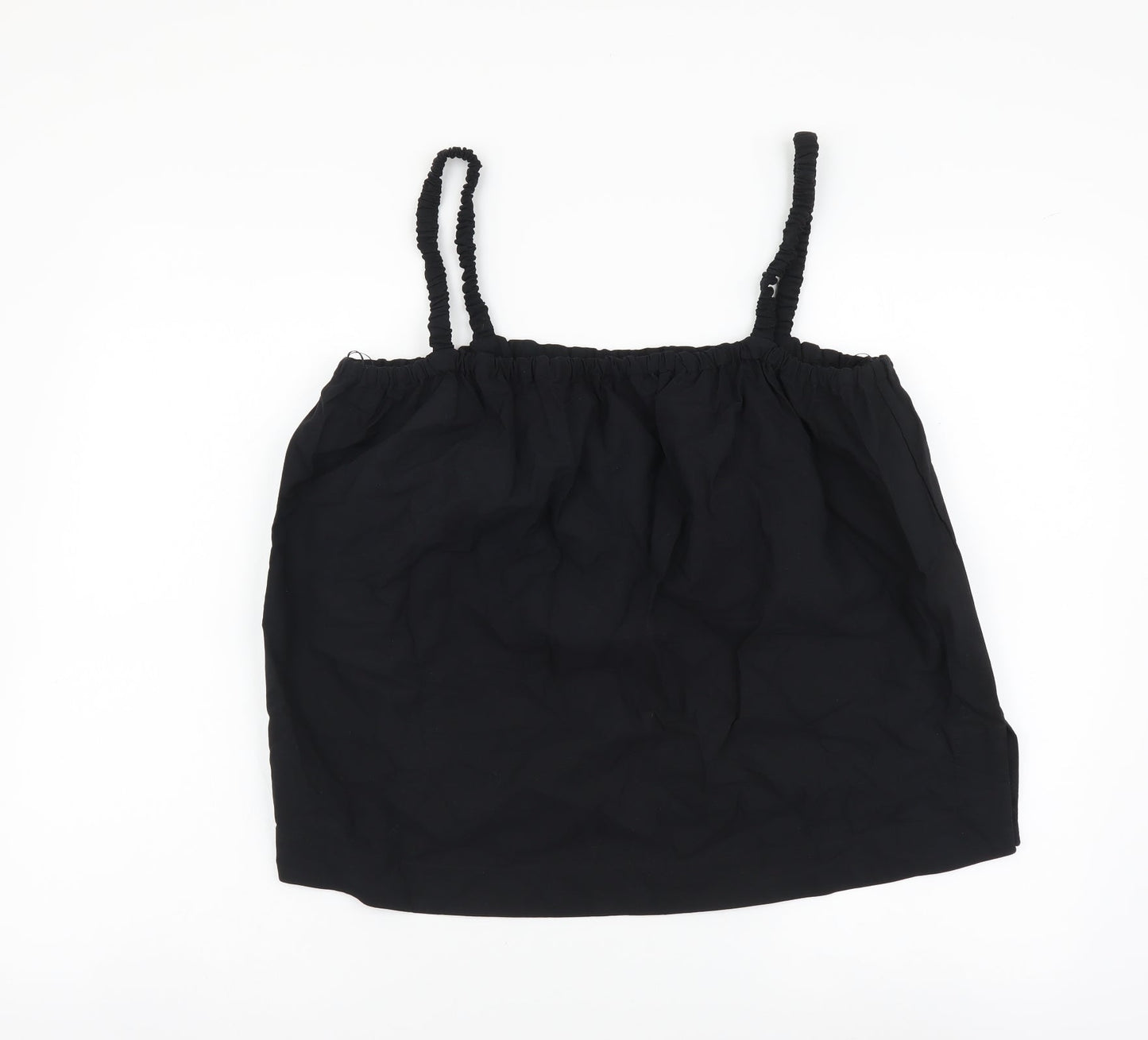Marks and Spencer Womens Black Cotton Cropped Tank Size 14 Off the Shoulder