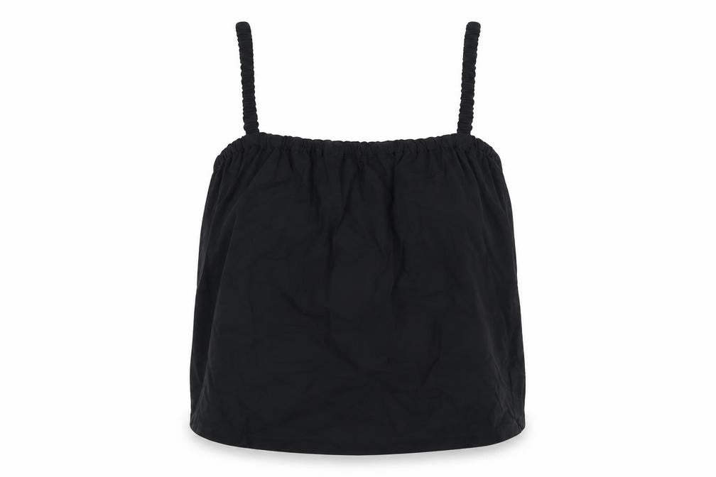 Marks and Spencer Womens Black Cotton Cropped Tank Size 14 Off the Shoulder