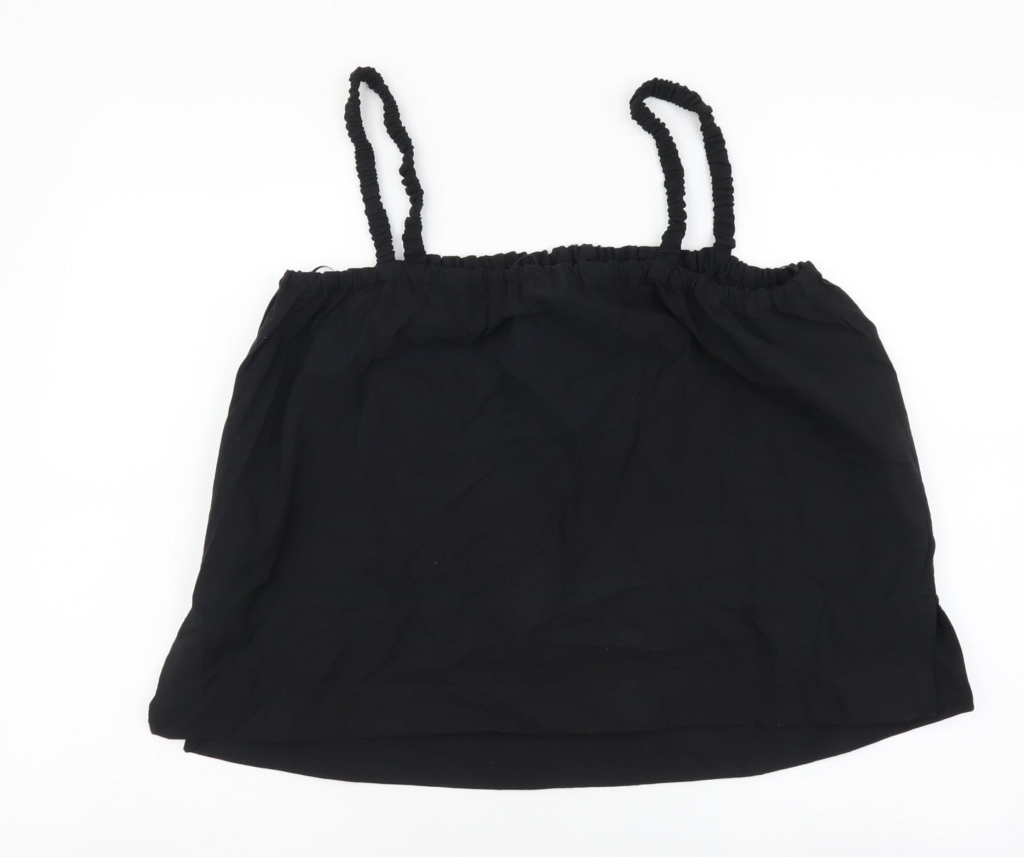 Marks and Spencer Womens Black Cotton Cropped Tank Size 14 Off the Shoulder