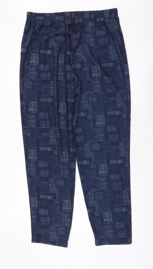 Viza Viz Womens Blue Geometric Polyester Trousers Size 12 L29 in Regular