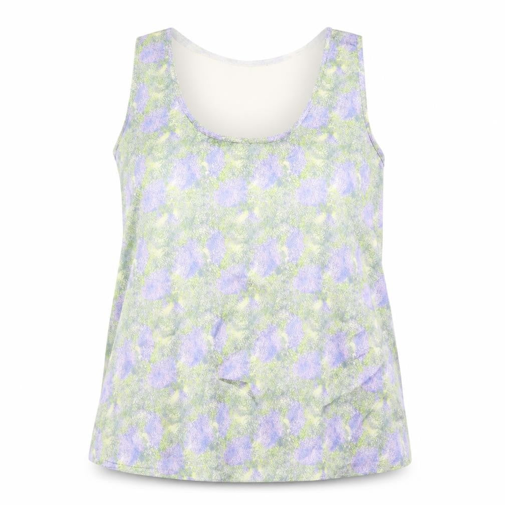 Marks and Spencer Womens Green Geometric Viscose Basic Tank Size 8 Round Neck