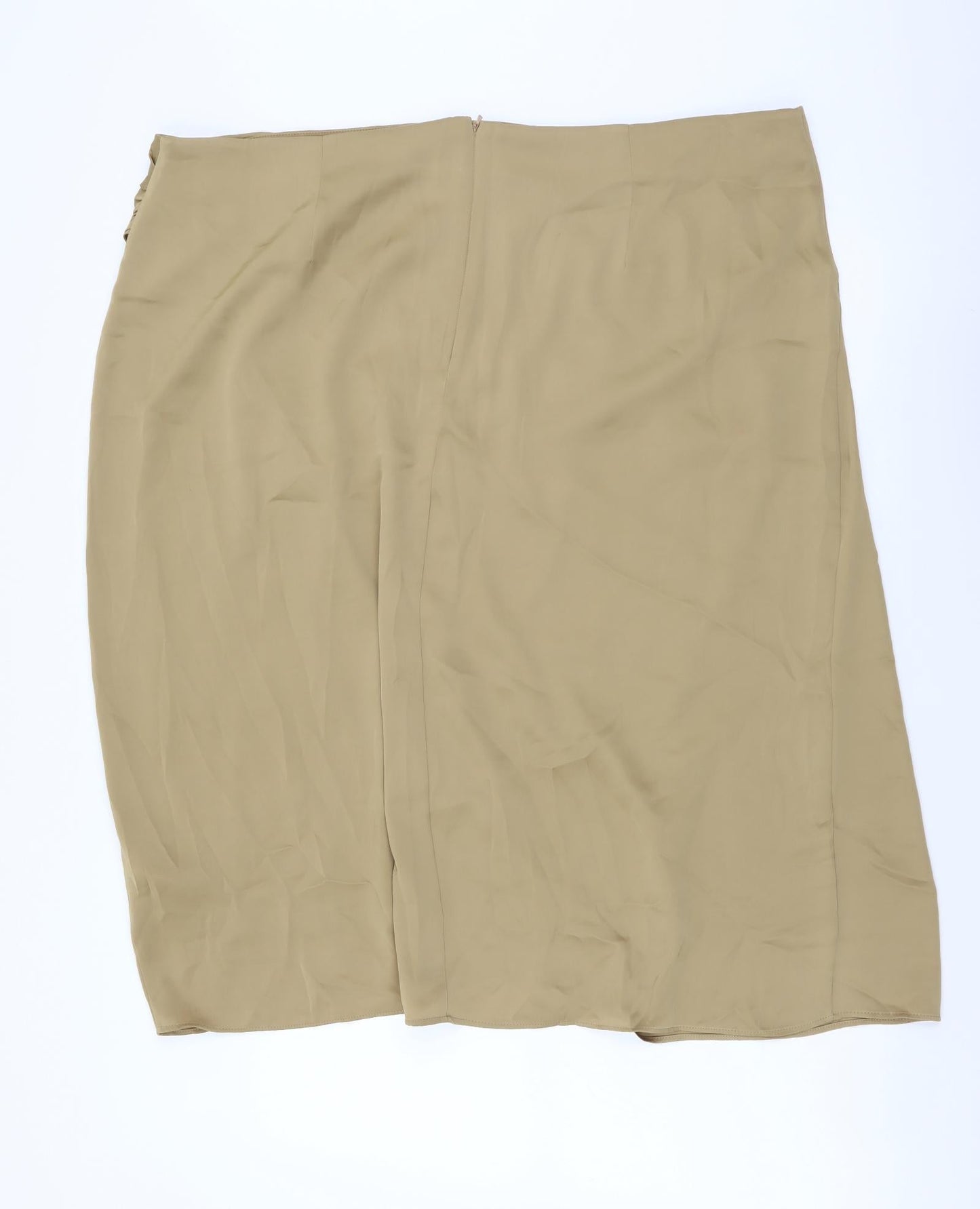 Marks and Spencer Womens Beige Polyester Wrap Skirt Size 20 Zip