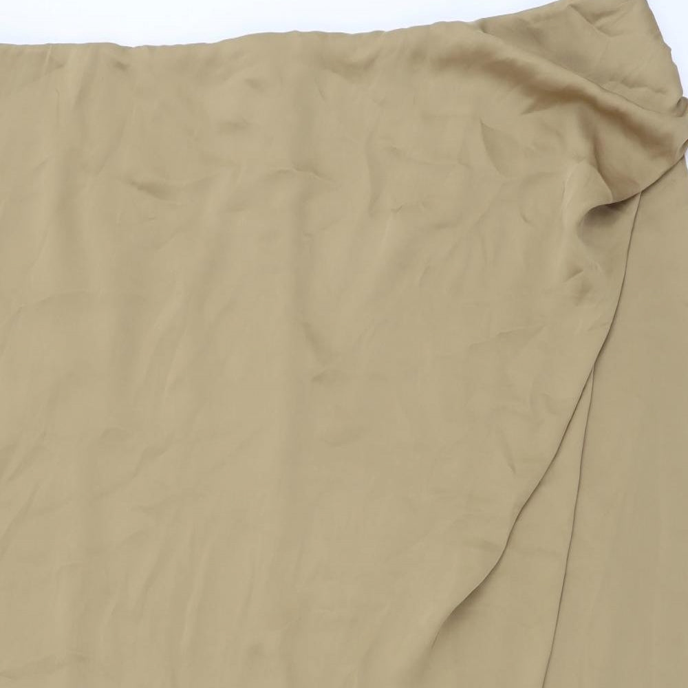 Marks and Spencer Womens Beige Polyester Wrap Skirt Size 20 Zip