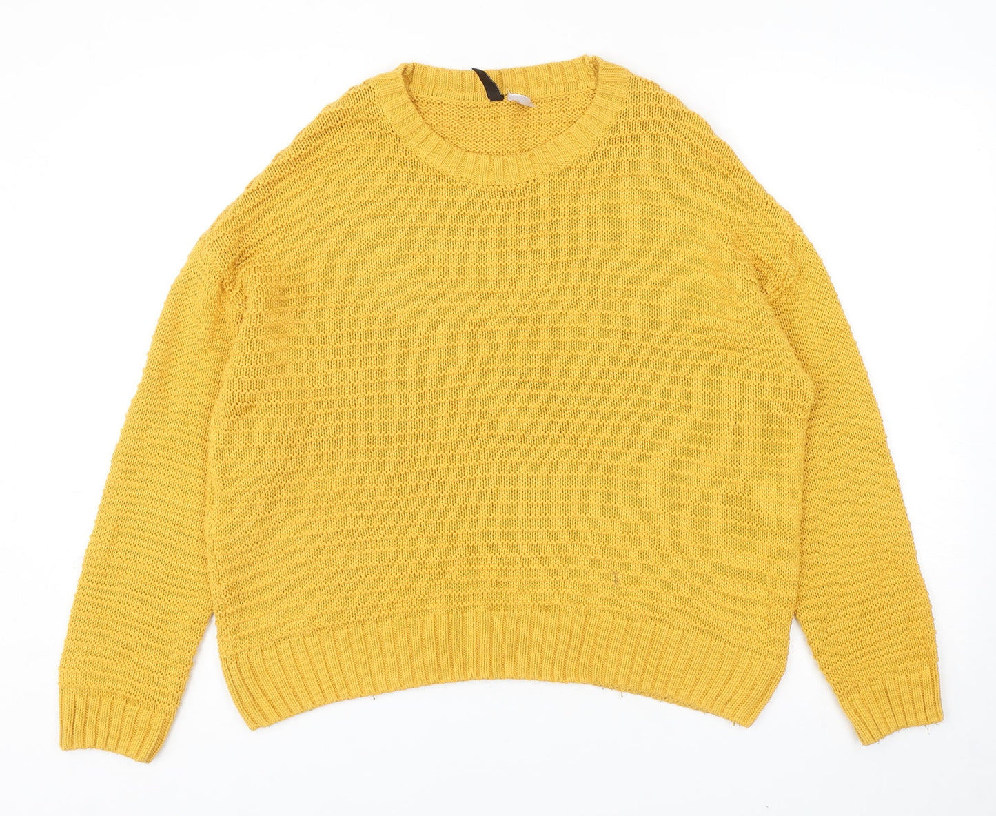 Divided by H&M Womens Yellow Round Neck Acrylic Pullover Jumper Size L