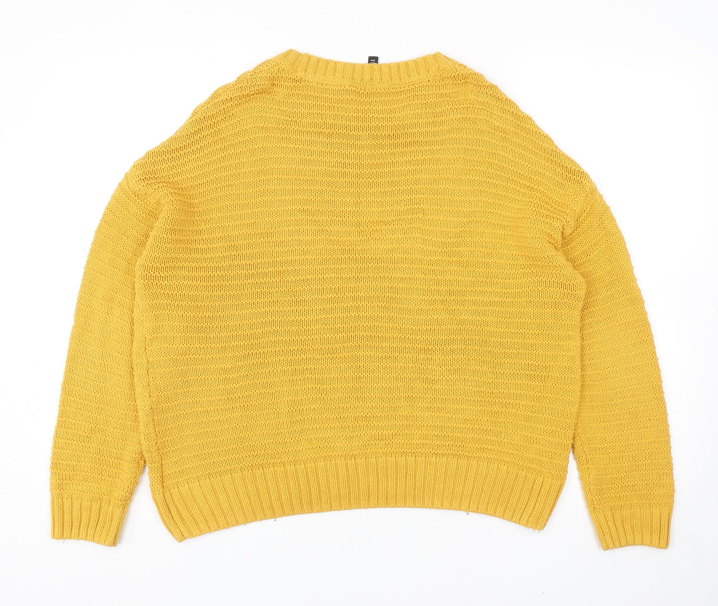 Divided by H&M Womens Yellow Round Neck Acrylic Pullover Jumper Size L