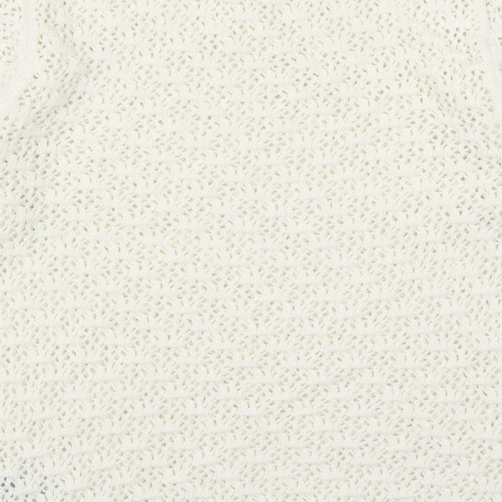 Marks and Spencer Womens White Round Neck Cotton Pullover Jumper Size S
