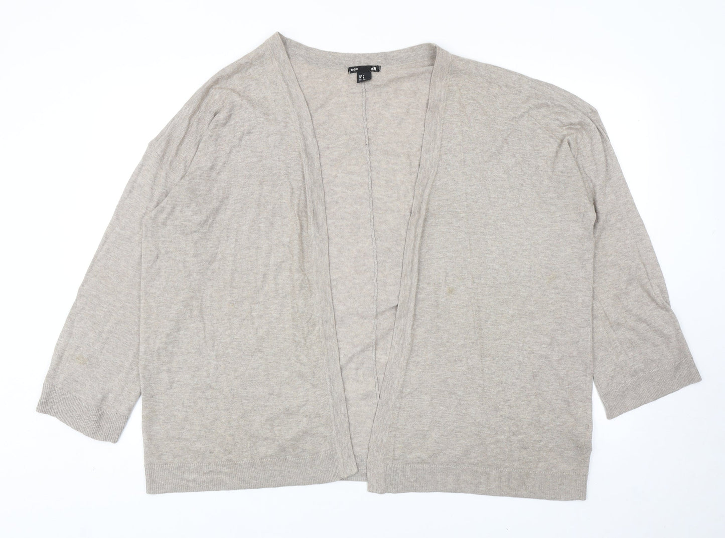 H&M Womens Beige Square Neck Cotton Cardigan Jumper Size M