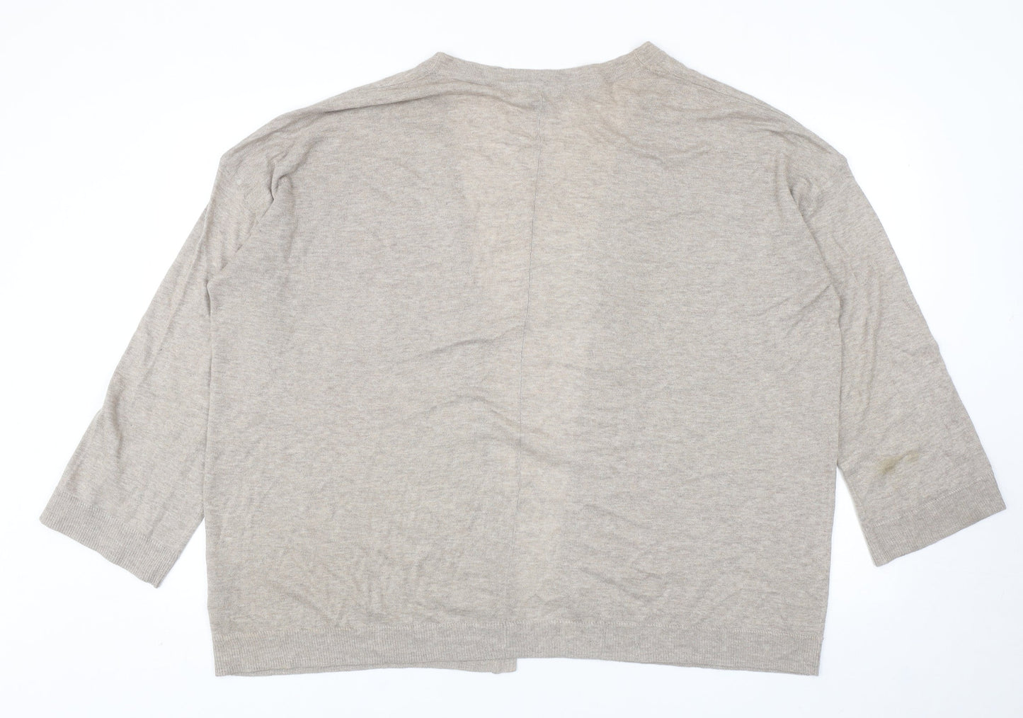 H&M Womens Beige Square Neck Cotton Cardigan Jumper Size M