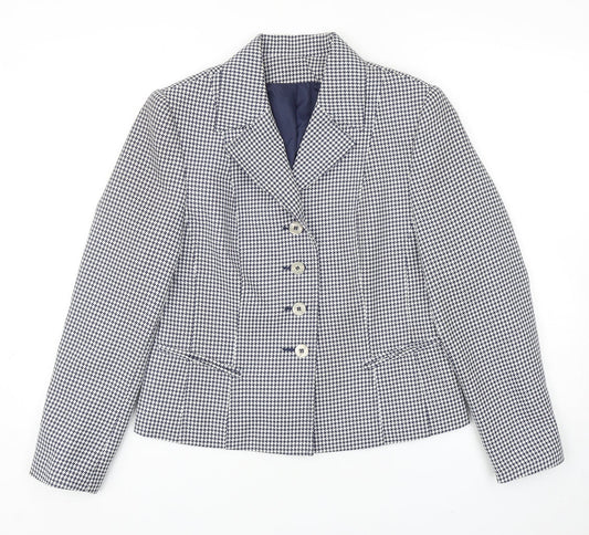 Pippa Dee Womens Blue Houndstooth Nylon Jacket Suit Jacket Size 12