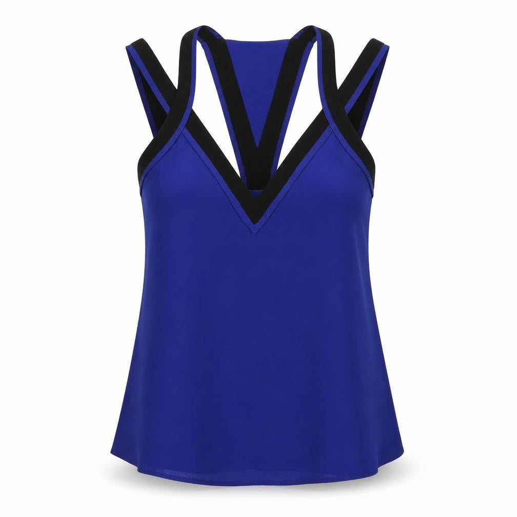 Seduce Womens Blue Polyester Basic Blouse Size 6 V-Neck