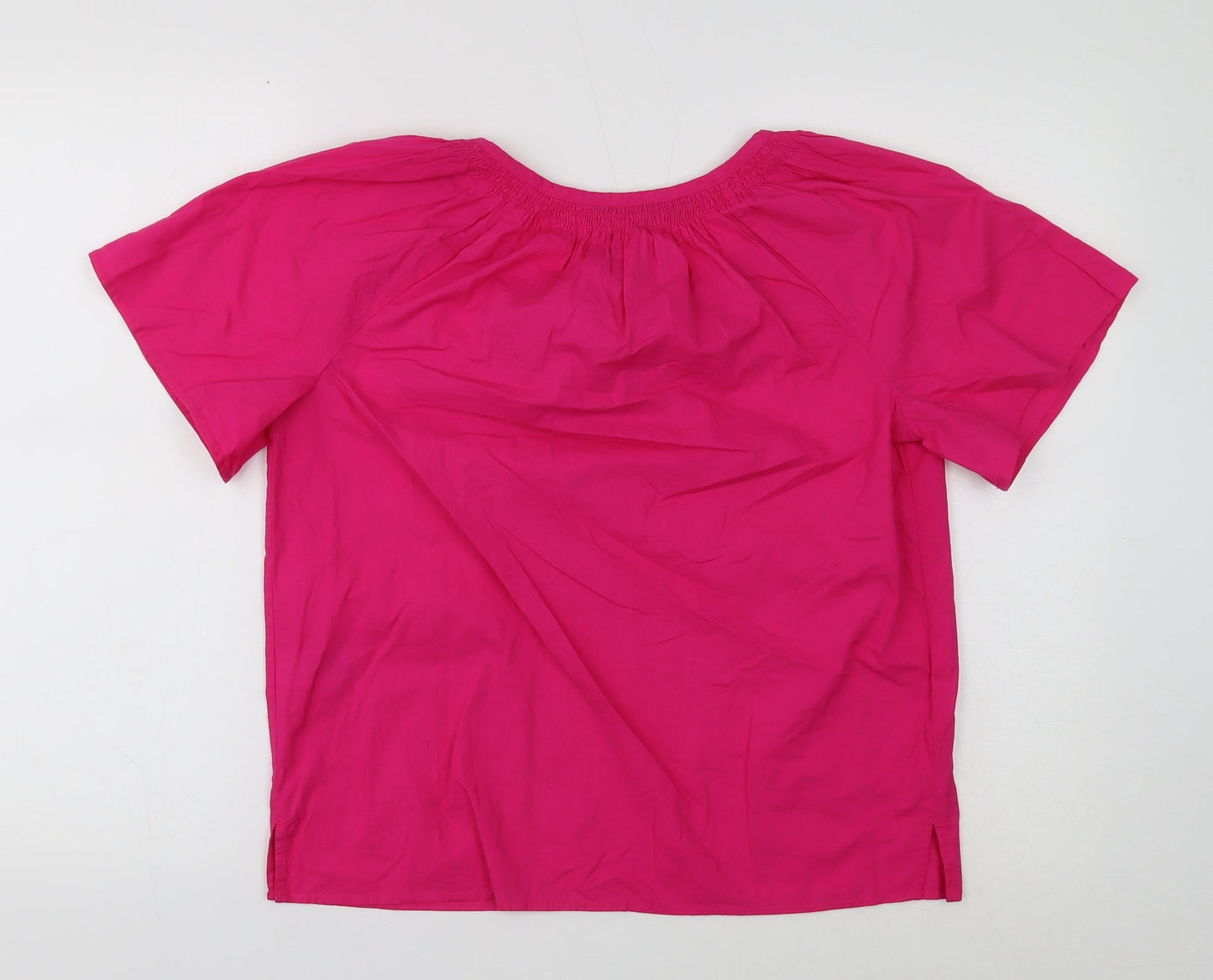 Marks and Spencer Womens Pink Cotton Basic T-Shirt Size 6 Round Neck