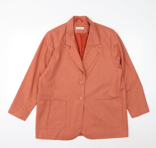 Selective Womens Brown Polyester Jacket Blazer Size 16