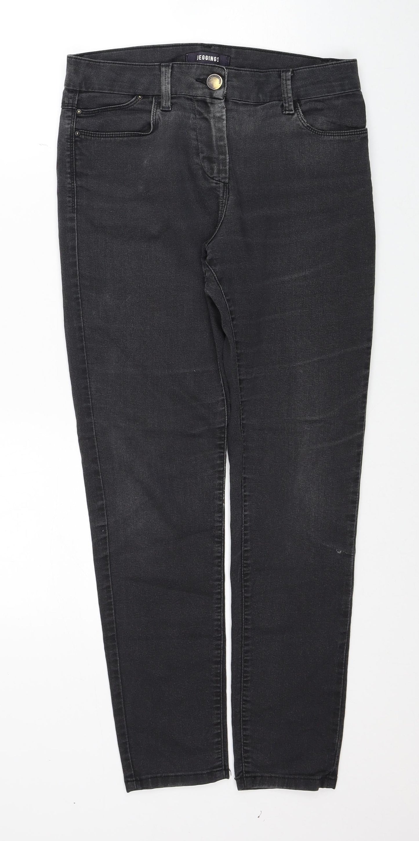 Marks and Spencer Womens Black Cotton Jegging Jeans Size 10 Regular Zip