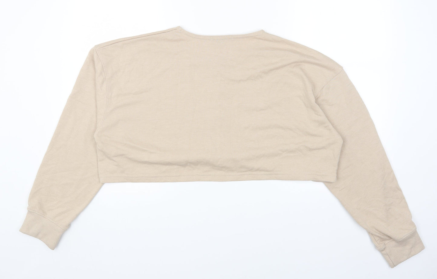 Missguided Womens Beige Cotton Pullover Sweatshirt Size 12 Zip