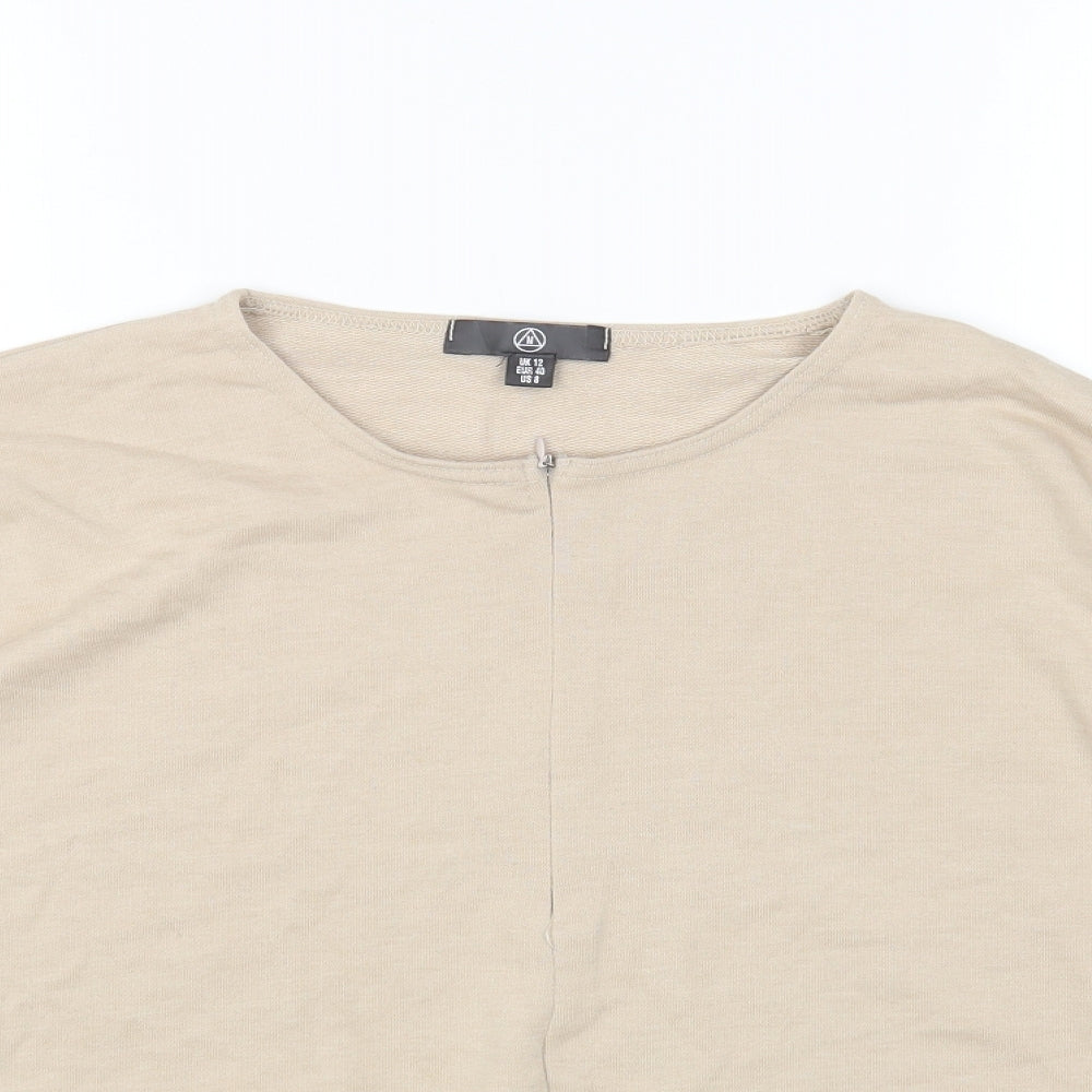 Missguided Womens Beige Cotton Pullover Sweatshirt Size 12 Zip