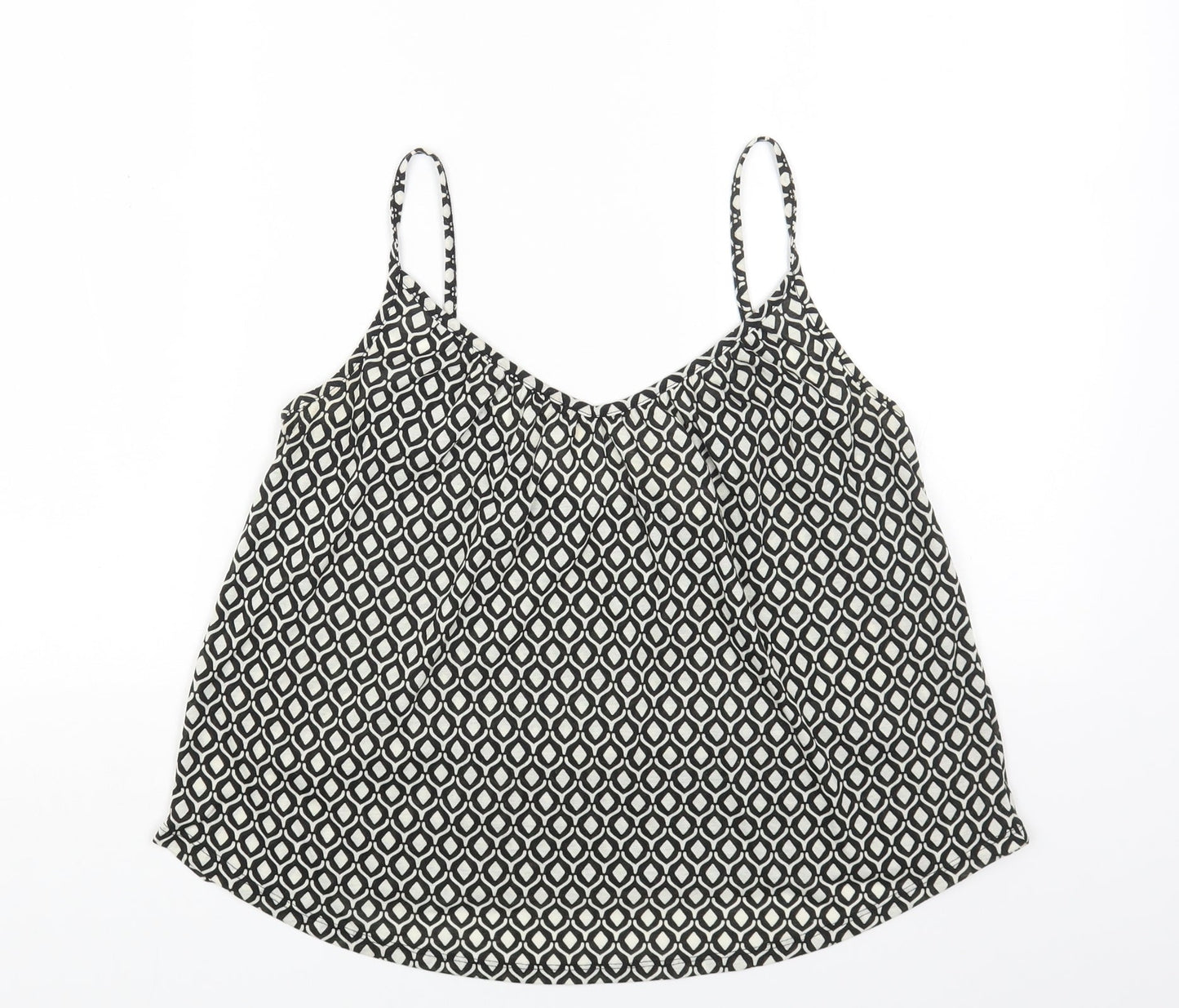 H&M Womens Beige Geometric Cotton Camisole Blouse Size S V-Neck