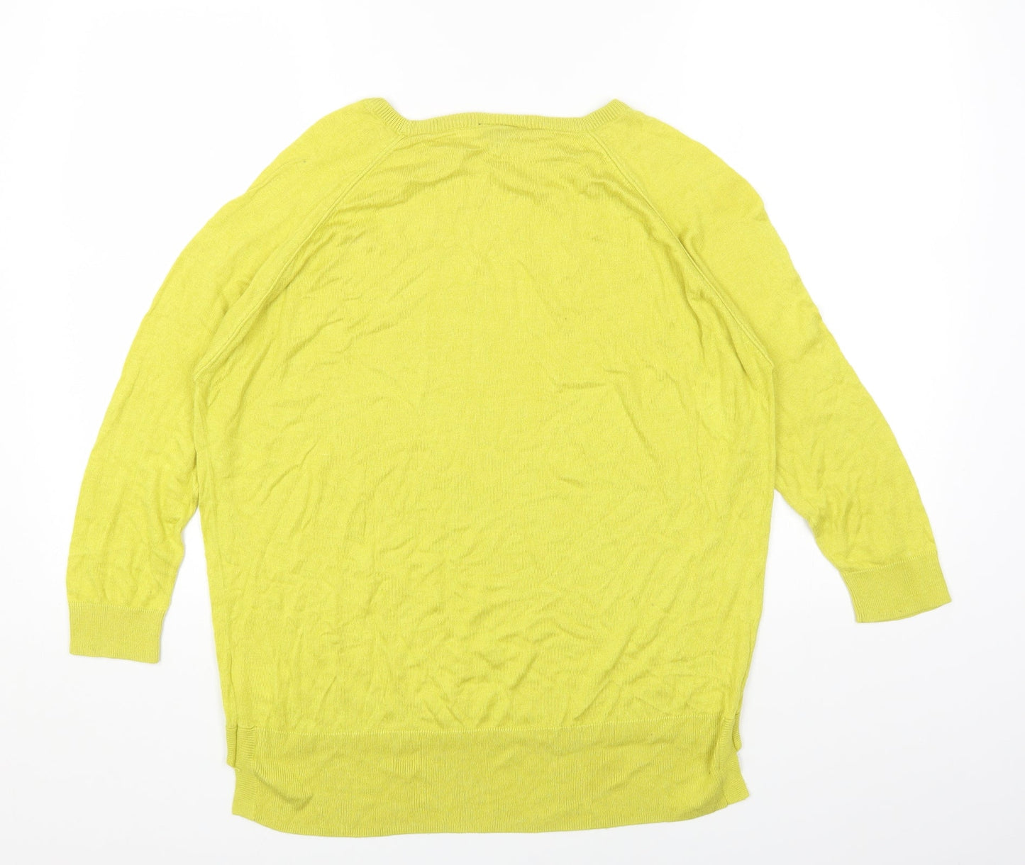 Warehouse Womens Yellow Round Neck Viscose Pullover Jumper Size 16