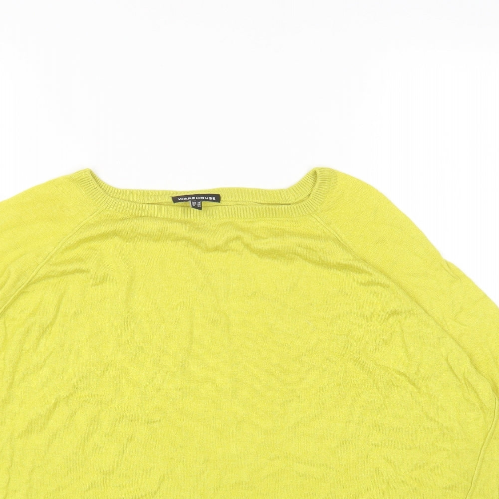 Warehouse Womens Yellow Round Neck Viscose Pullover Jumper Size 16