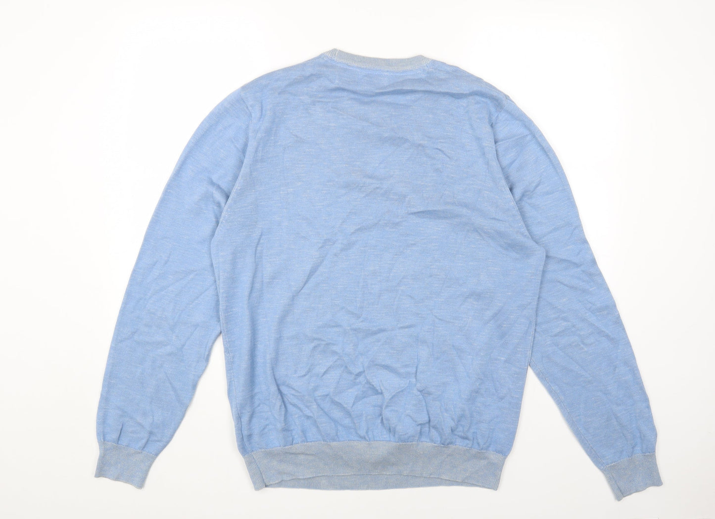 Marks and Spencer Womens Blue Round Neck Cotton Pullover Jumper Size L