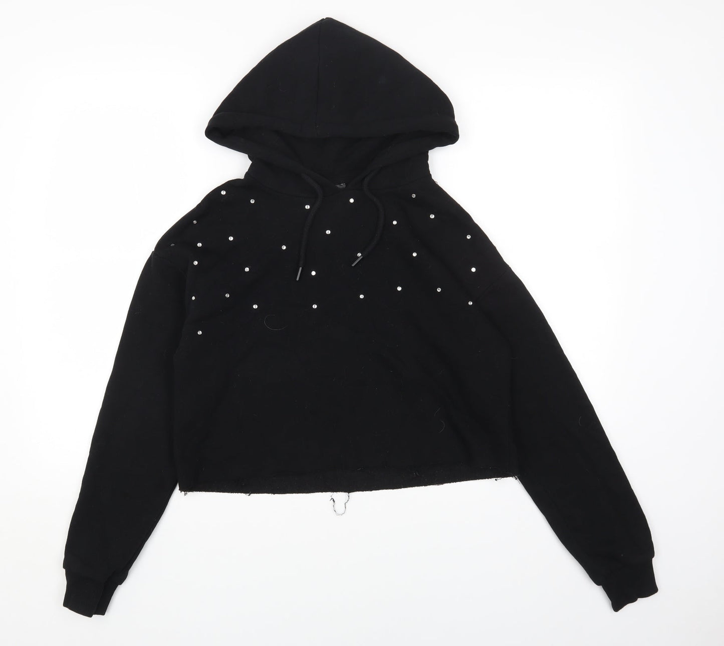 Primark Womens Black Polka Dot Cotton Pullover Hoodie Size 2XS Pullover