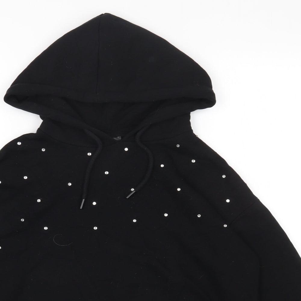 Primark Womens Black Polka Dot Cotton Pullover Hoodie Size 2XS Pullover