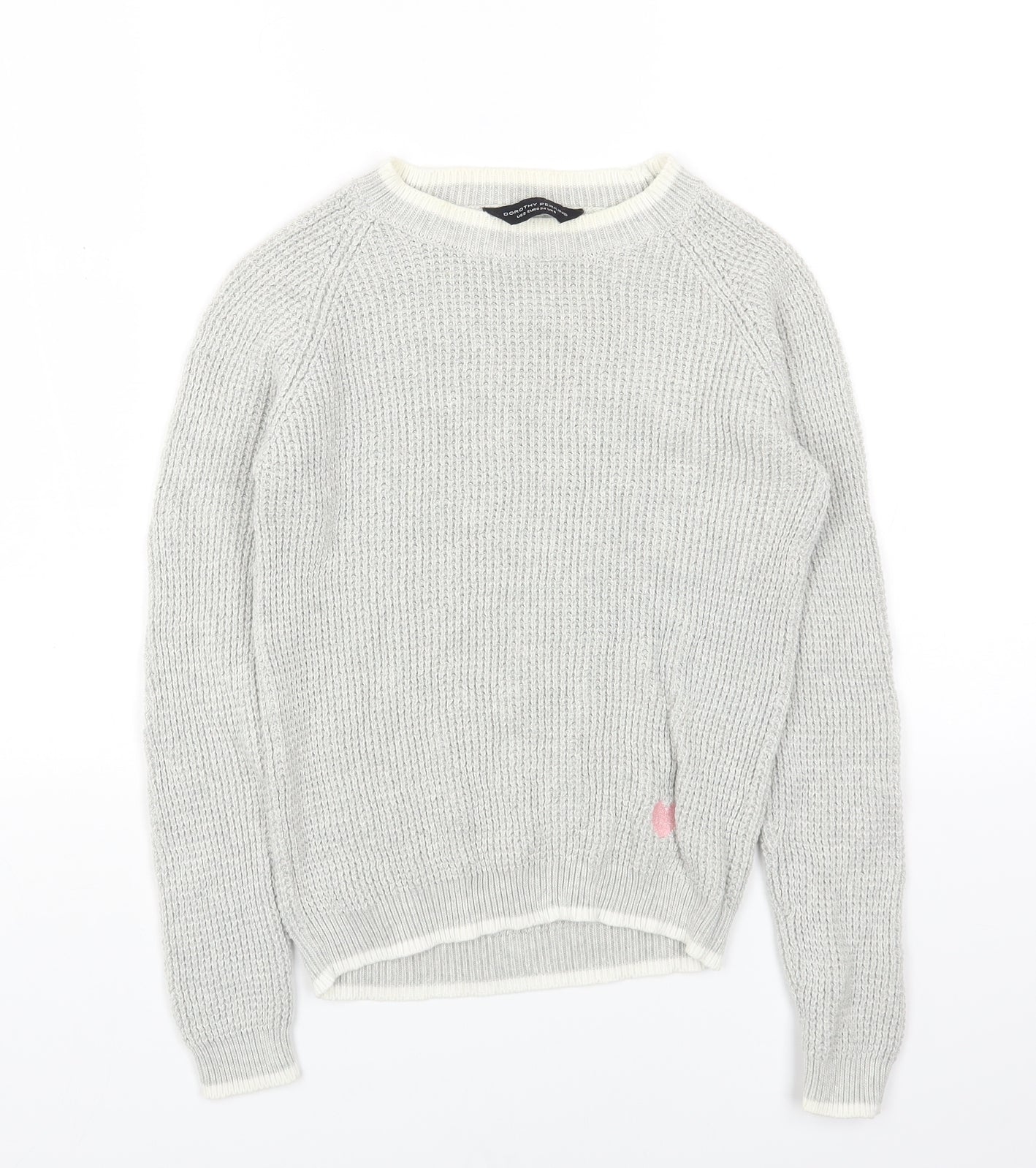 Dorothy Perkins Womens Grey Round Neck Cotton Pullover Jumper Size 6
