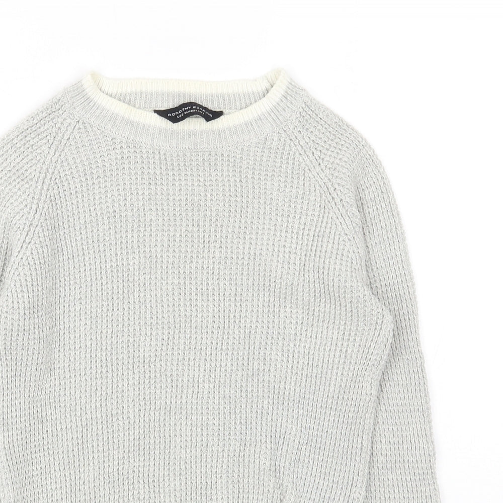 Dorothy Perkins Womens Grey Round Neck Cotton Pullover Jumper Size 6