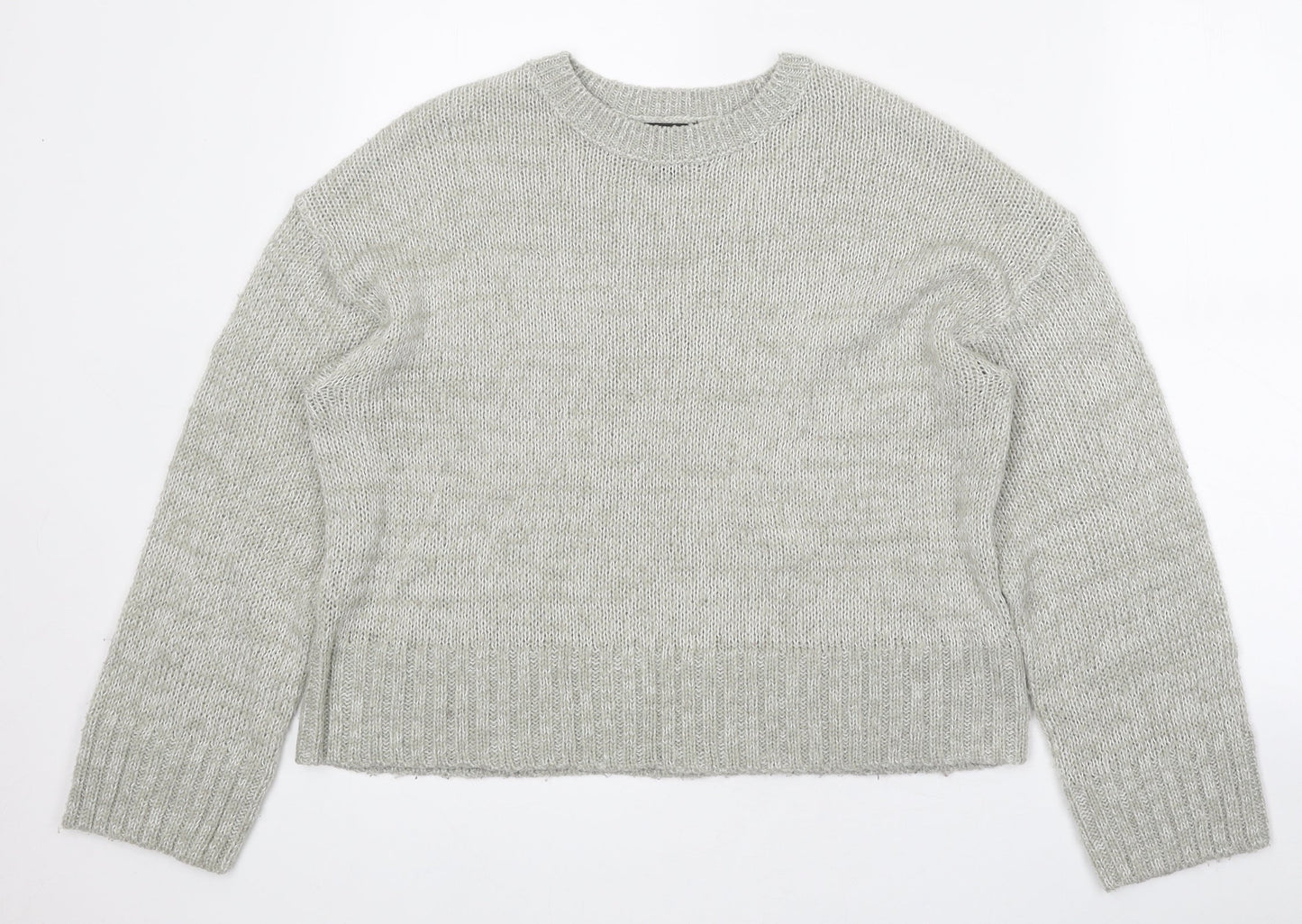 New Look Womens Grey Round Neck Acrylic Pullover Jumper Size S