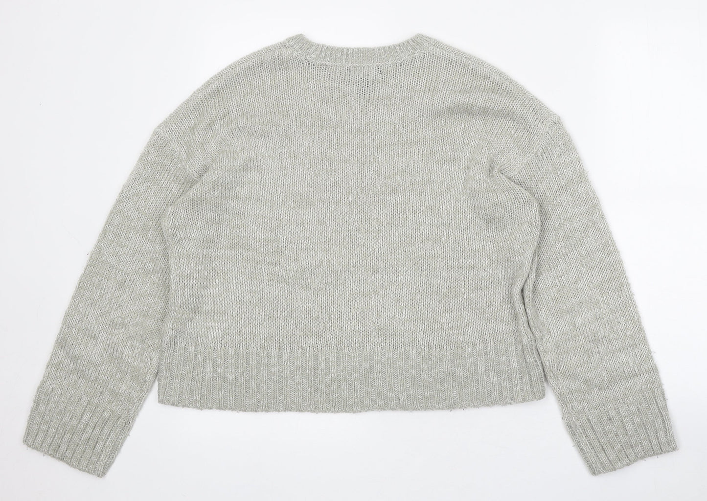 New Look Womens Grey Round Neck Acrylic Pullover Jumper Size S