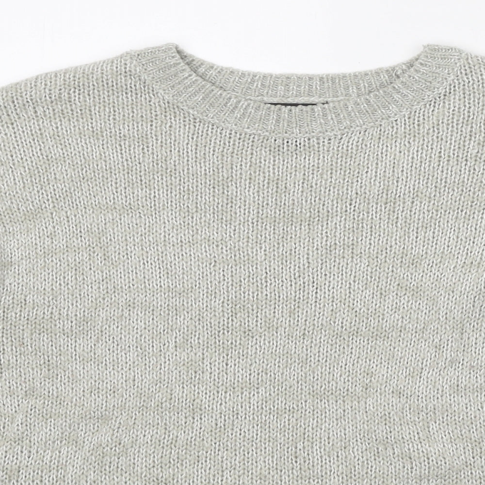 New Look Womens Grey Round Neck Acrylic Pullover Jumper Size S