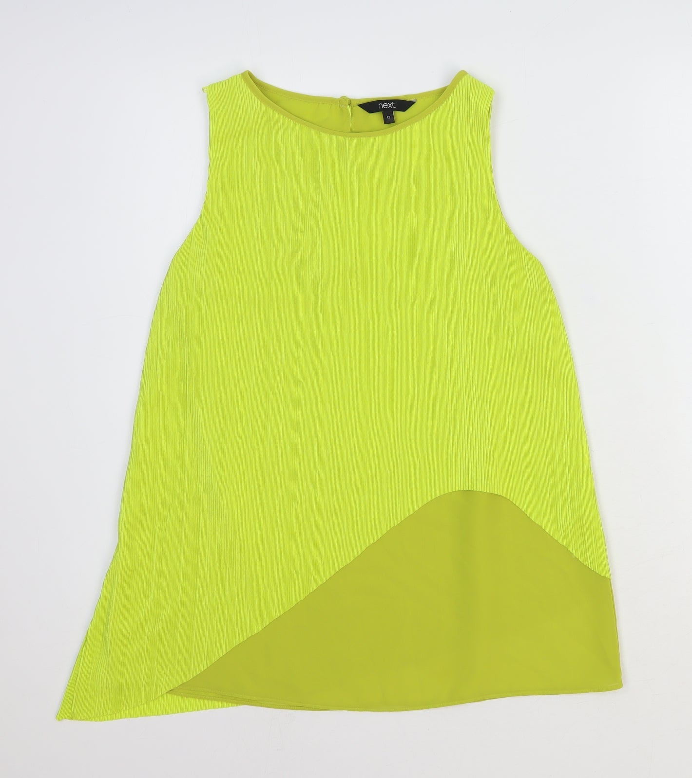 NEXT Womens Yellow Polyester Basic Blouse Size 12 Round Neck