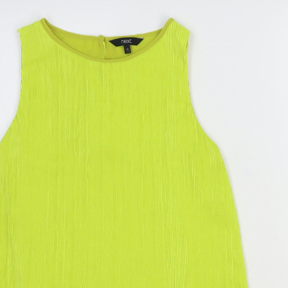 NEXT Womens Yellow Polyester Basic Blouse Size 12 Round Neck