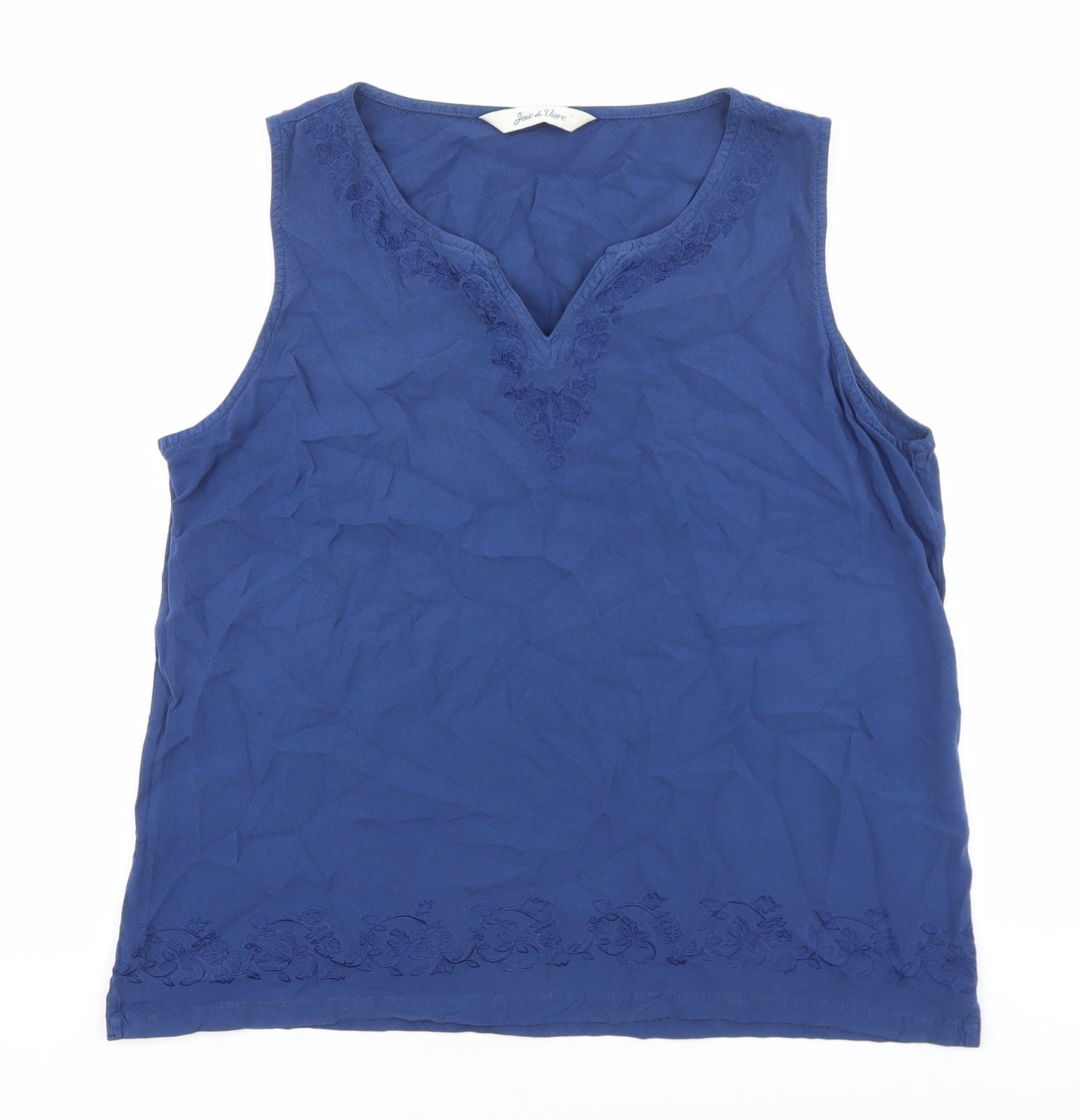 Joie de Vivre Womens Blue Viscose Basic Tank Size 14 V-Neck