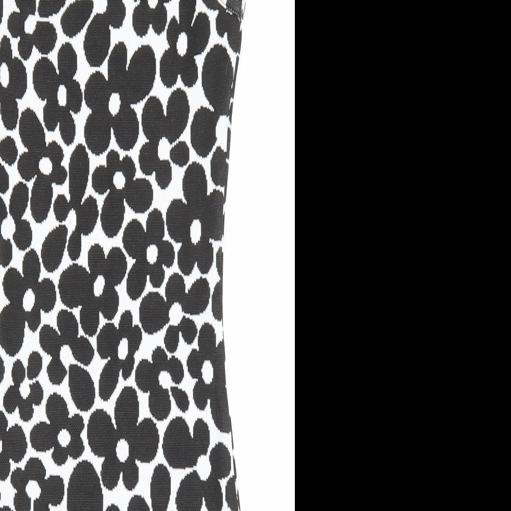 H&M Womens Black Floral Polyester Bodycon Size 2XS Roll Neck Pullover