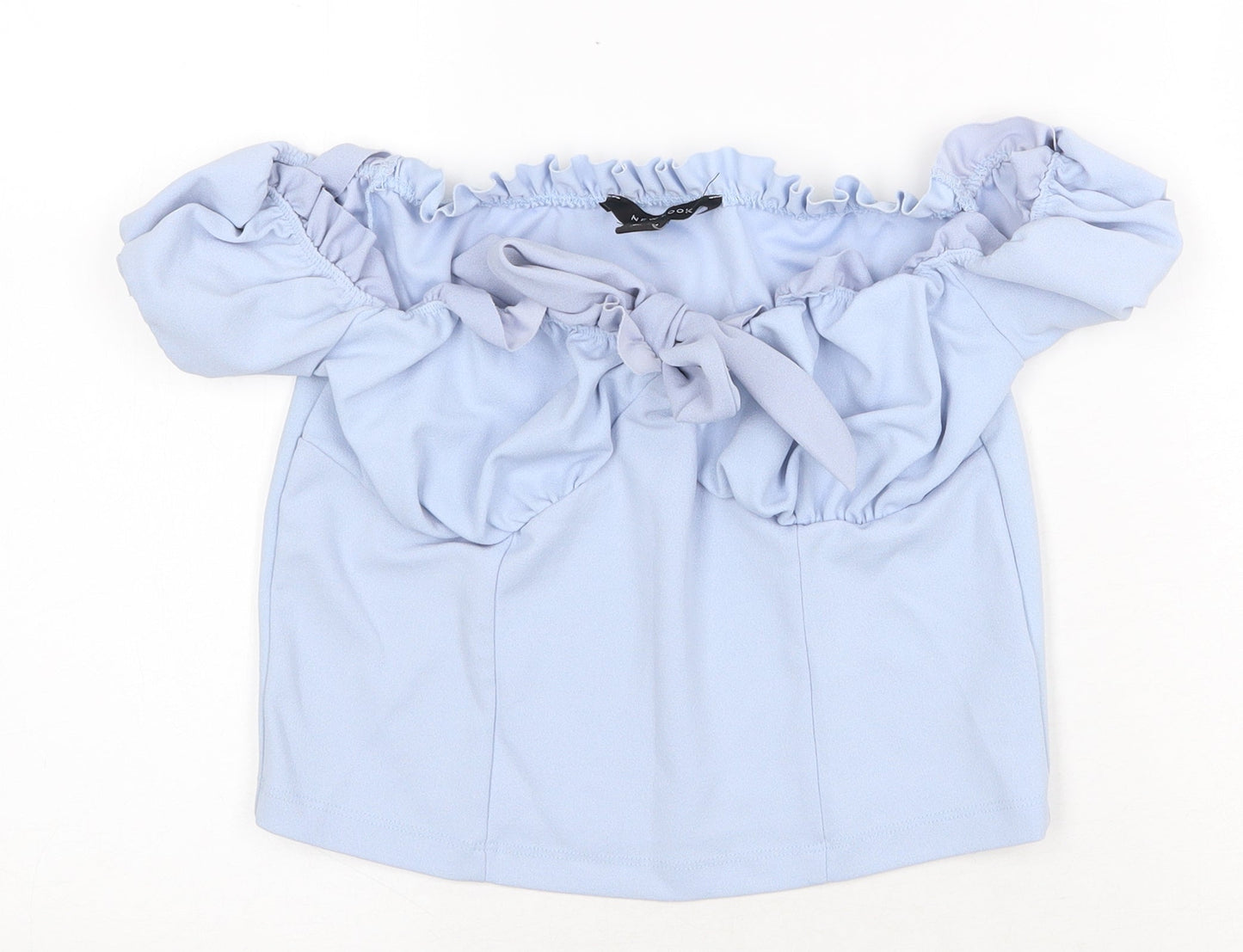 New Look Womens Blue Polyester Cropped Blouse Size 14 Off the Shoulder